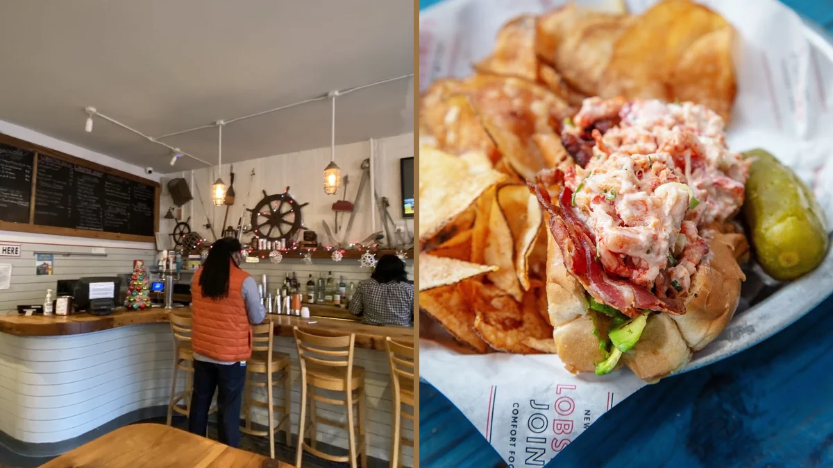 Coastal decor inside a Brooklyn lobster spot.